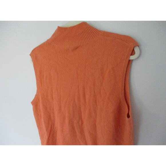 Vintage Y2K Prive Cashmere Orange Sleeveless Turtleneck Sweater Size XL - Picture 3 of 10